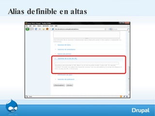 Alias definible en altas 