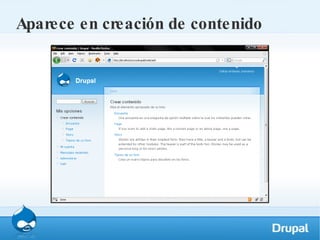 Aparece en creación de contenido 