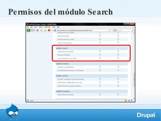 Permisos del módulo Search 