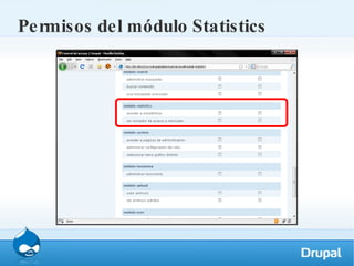 Permisos del módulo Statistics 