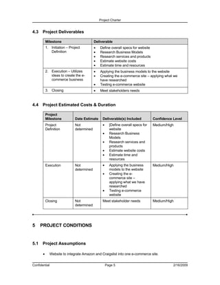 E Commerce Project Charter