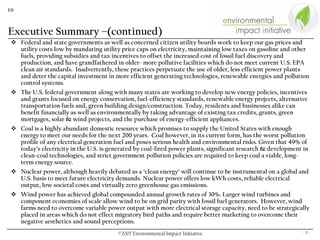 EII




Executive Summary –(continued)
      Federal and state governments as well as concerned citizen utility boards wor...