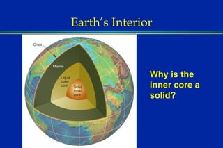 Earth’s Interior Why is the inner core a solid? 