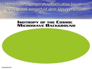 Hemelkaart: temperatuurfluctuaties boven 0,001 graad aangeduid door kleurverschillen  