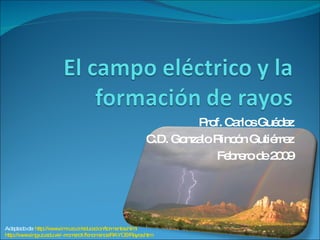 Prof. Carlos Guédez C.D. Gonzalo Rincón Gutiérrez Febrero de 2009 Adaptado de:  http://www.imn.ac.cr/educacion/tormentas.html http://www.ing.uc.edu.ve/~rromero1/fenomenos/RAYOS/Rayos.htm   