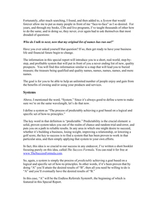 Endless Referrals System