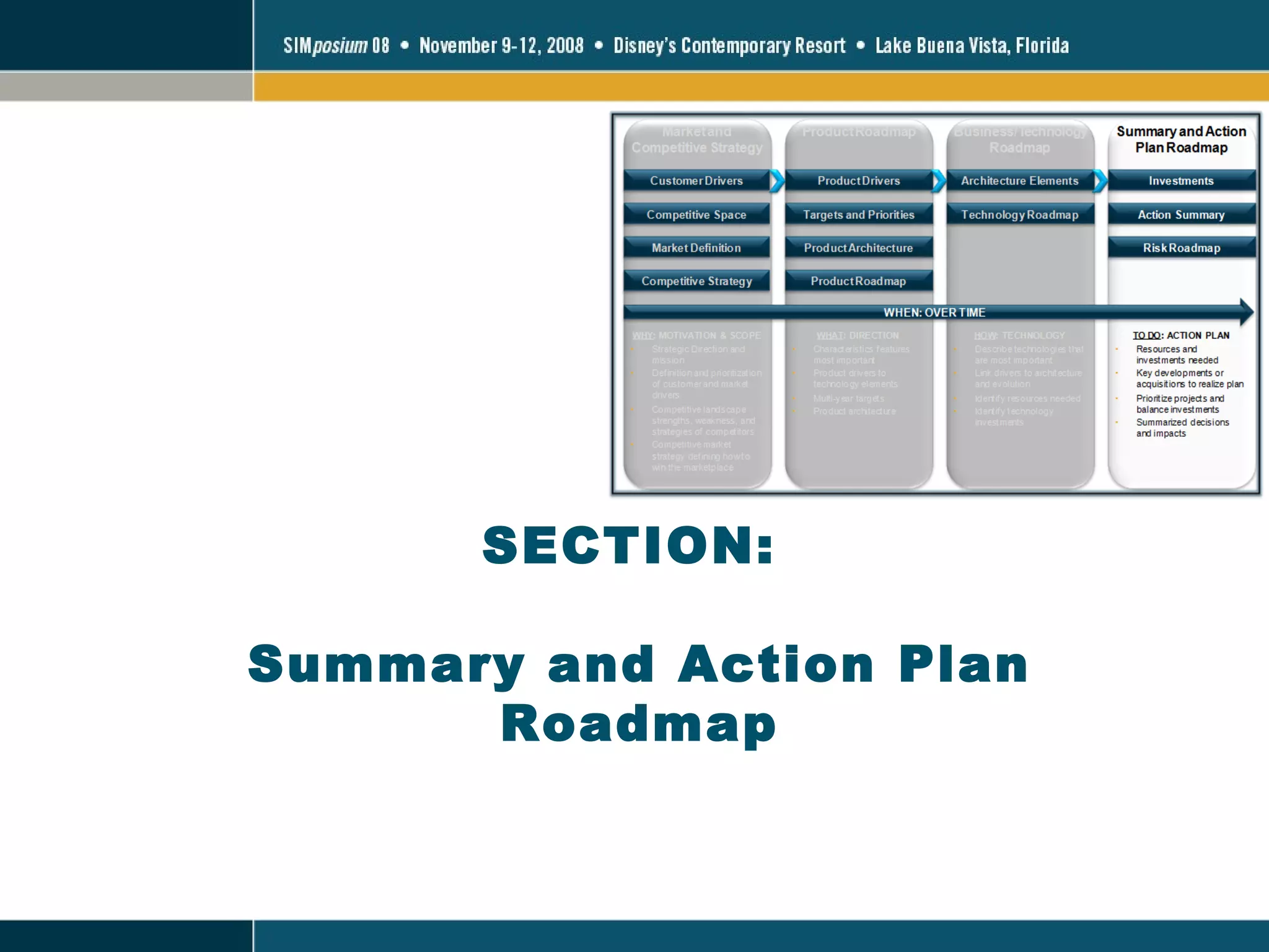 SECTION:  Summary and Action Plan Roadmap 