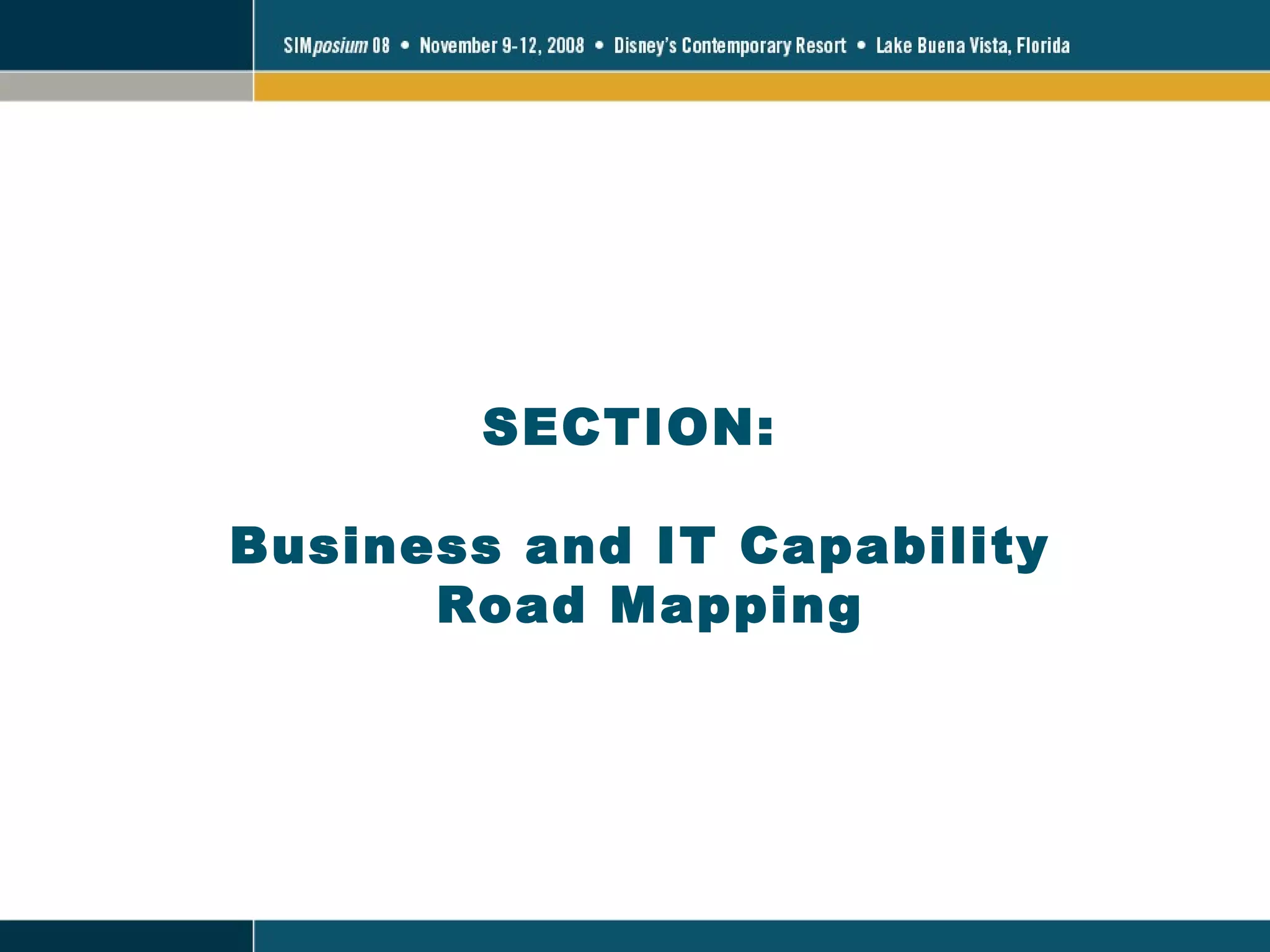 SECTION:  Business and IT Capability  Road Mapping 