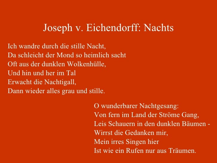 Nachts Von Joseph Von Eichendorff Epigramme