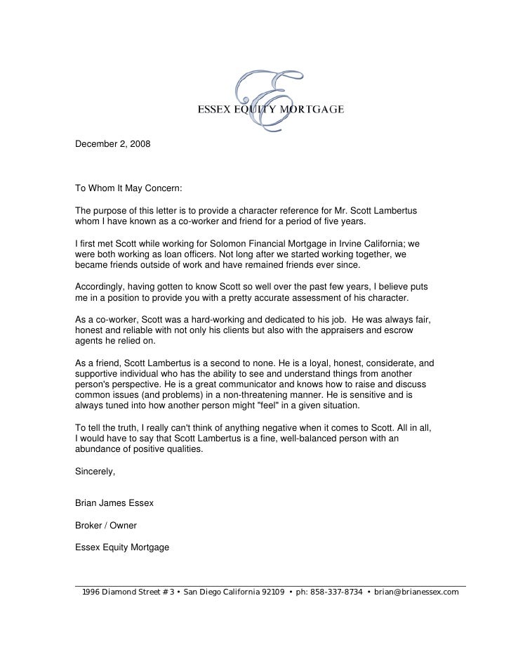 letter of recommendation letter of recommendation for a loan