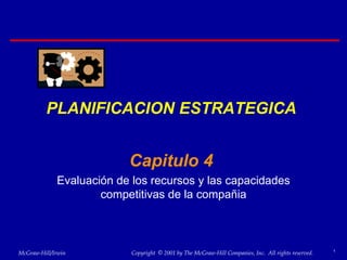 PLANIFICACION ESTRATEGICA  Capitulo 4   Evaluación de los recursos y las capacidades competitivas de la compañia 