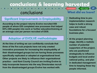 conclusions & learning harvested What did we learn? <ul><li>Dedicating time to pre-implementation research helps to build ...