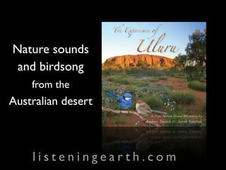 Nature sounds
 and birdsong
    from the
Australian desert



    listeningearth.com
 