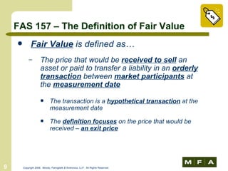 Transfer Fair Value Model Example Fair Value Accounting | PPT