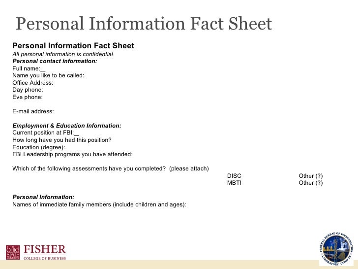 personal fact sheet template