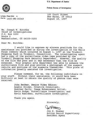 Fbi Thank You Letter