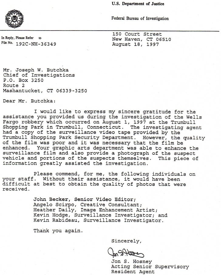 fbi thank you letter fbi letter