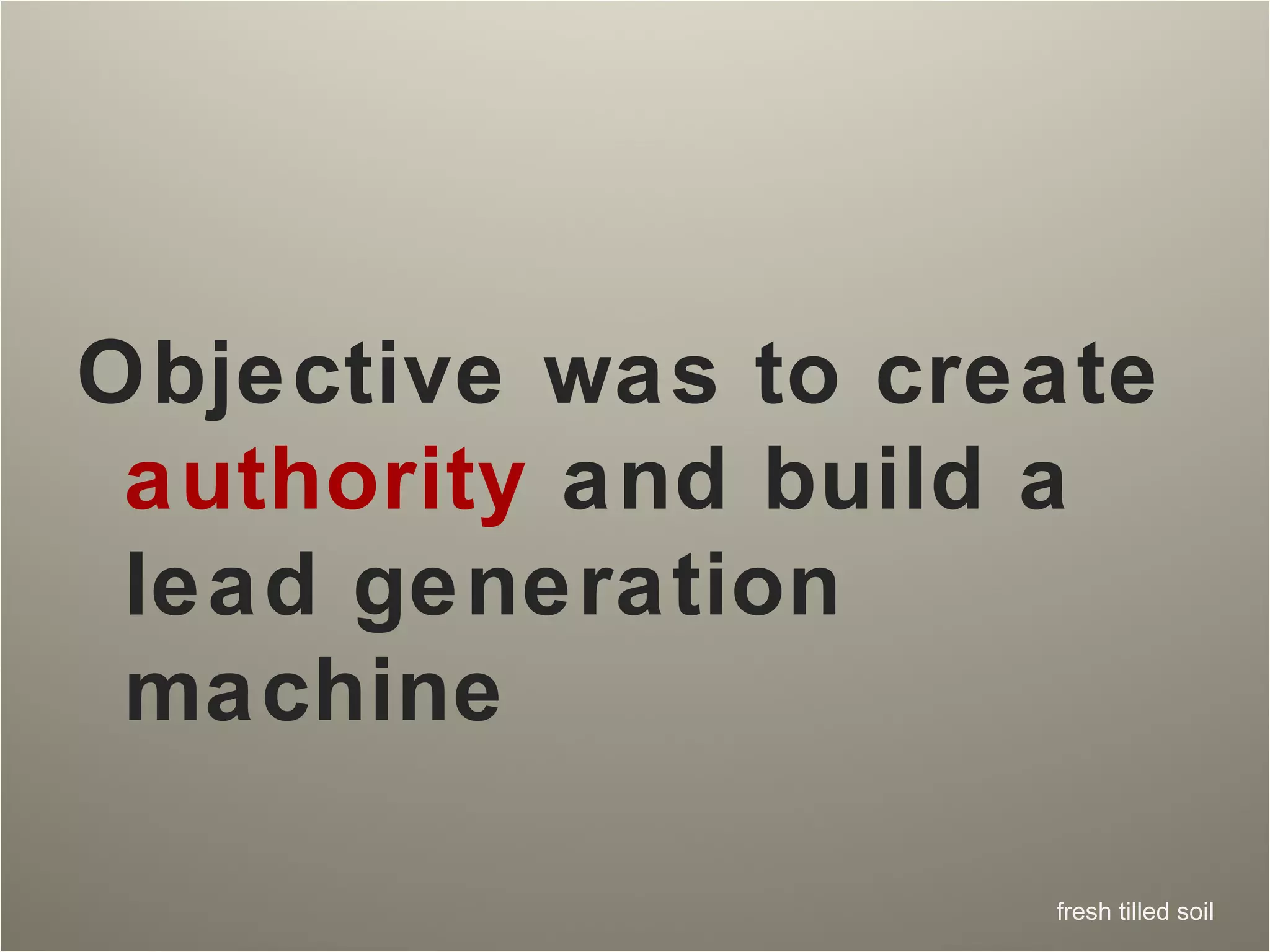 Objective was to create  authority  and build a lead generation machine 