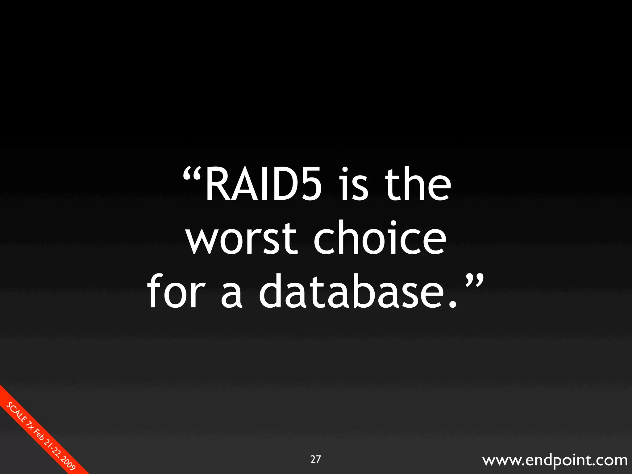 What Assumptions Make: Filesystem I/O from a database perspective