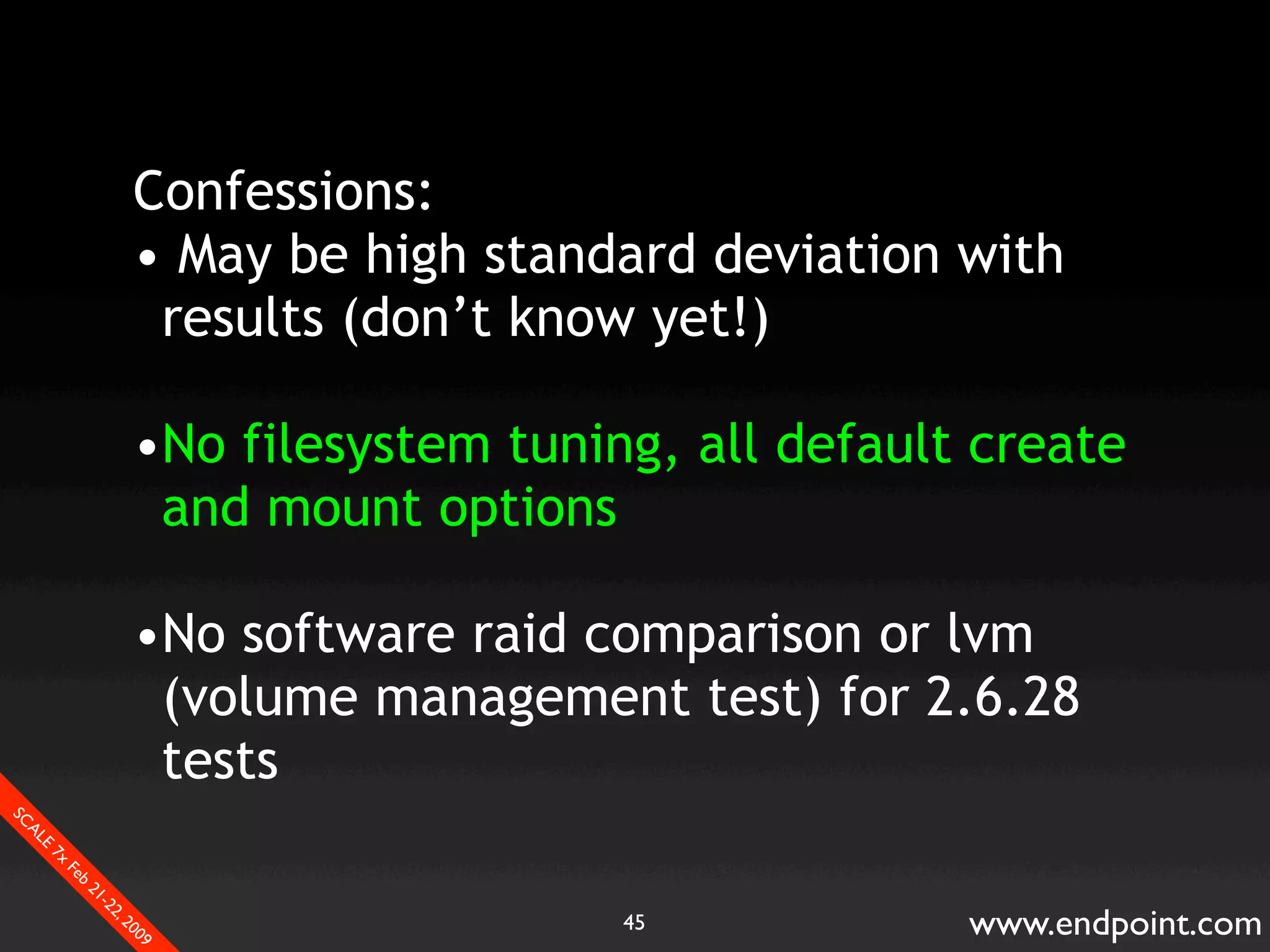 What Assumptions Make: Filesystem I/O from a database perspective