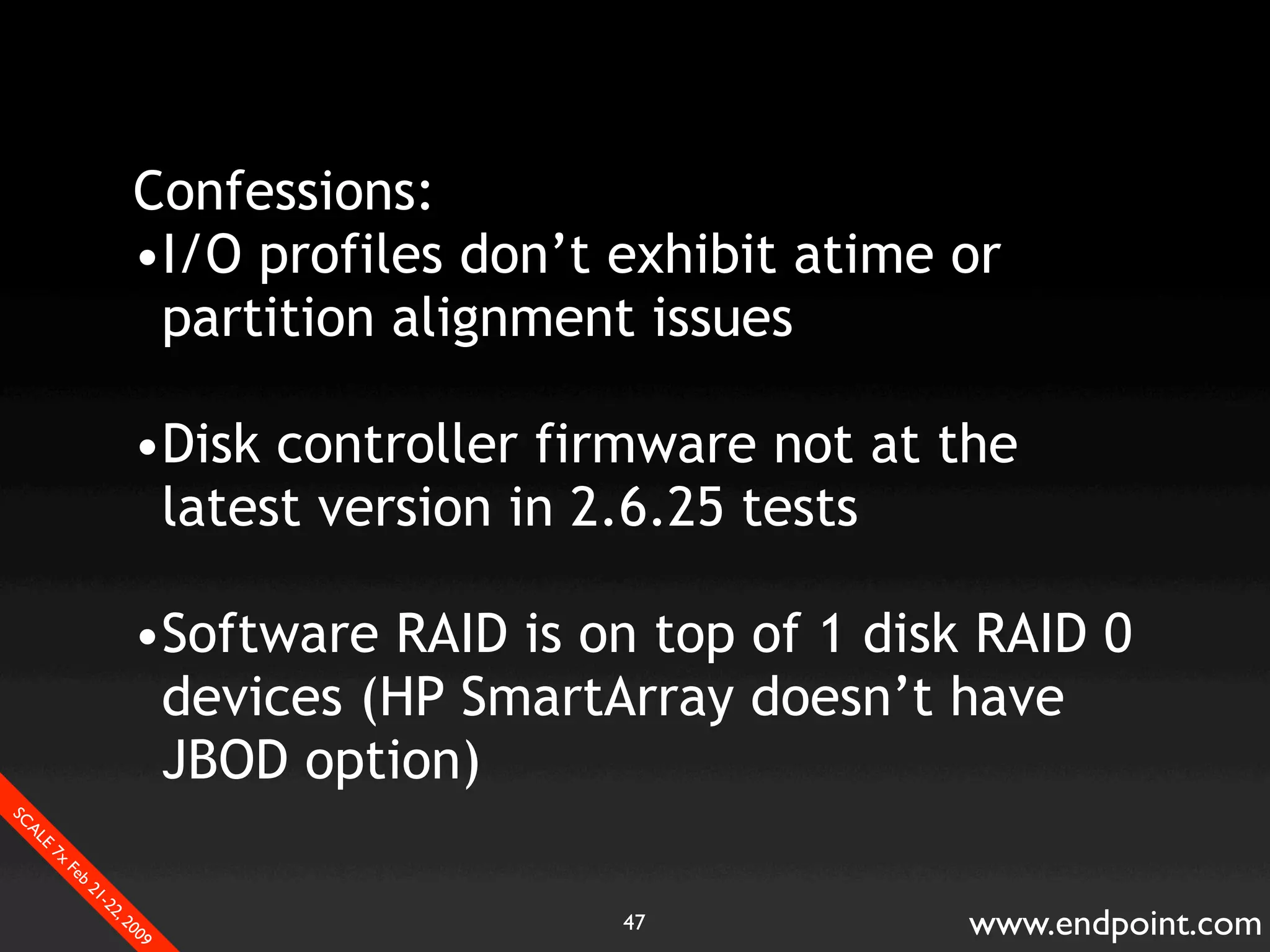What Assumptions Make: Filesystem I/O from a database perspective