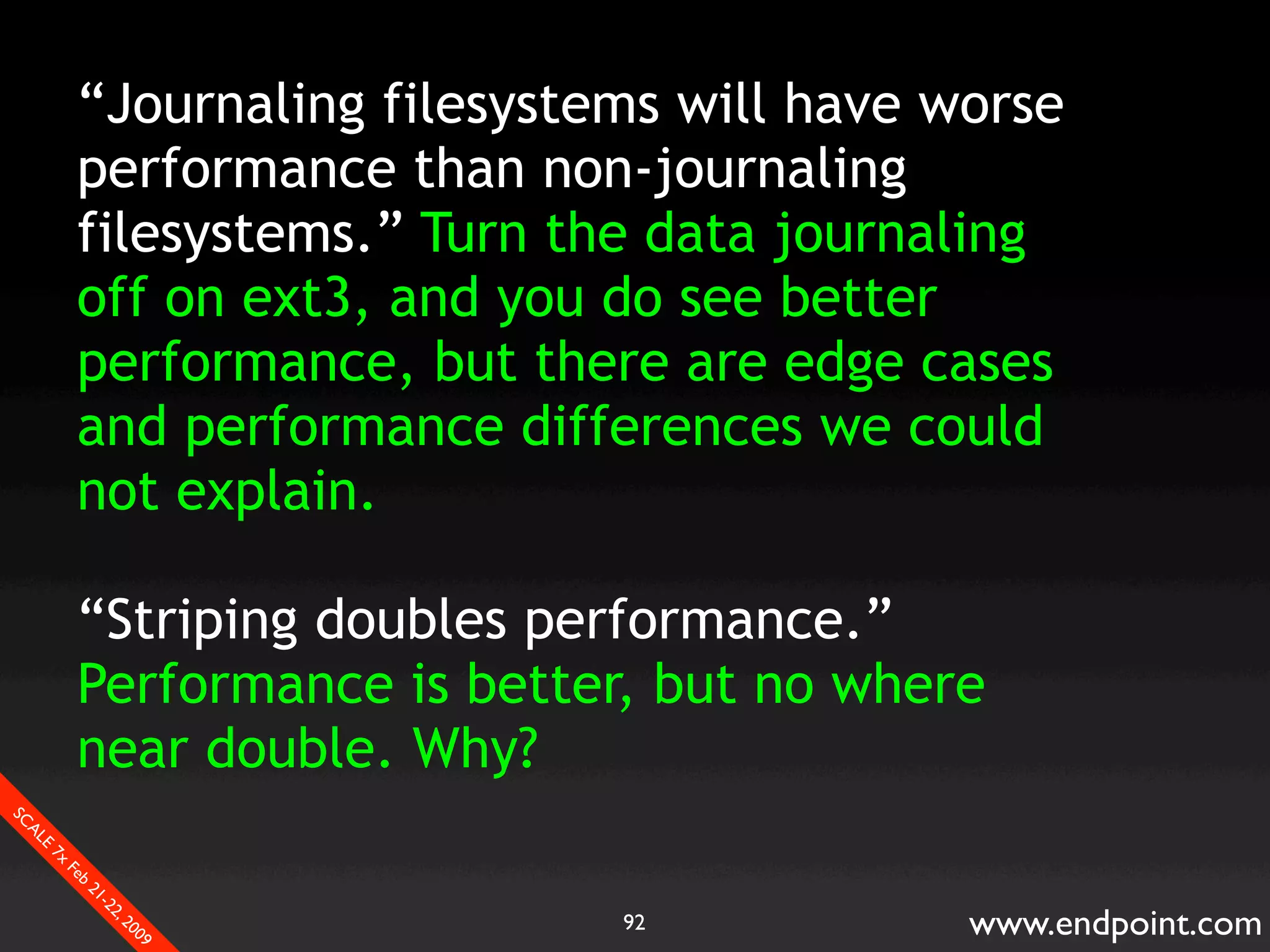 What Assumptions Make: Filesystem I/O from a database perspective