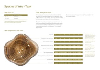 Species of tree - Teak
Teak price list                                               Teak price projections
  Quantity Pri...
