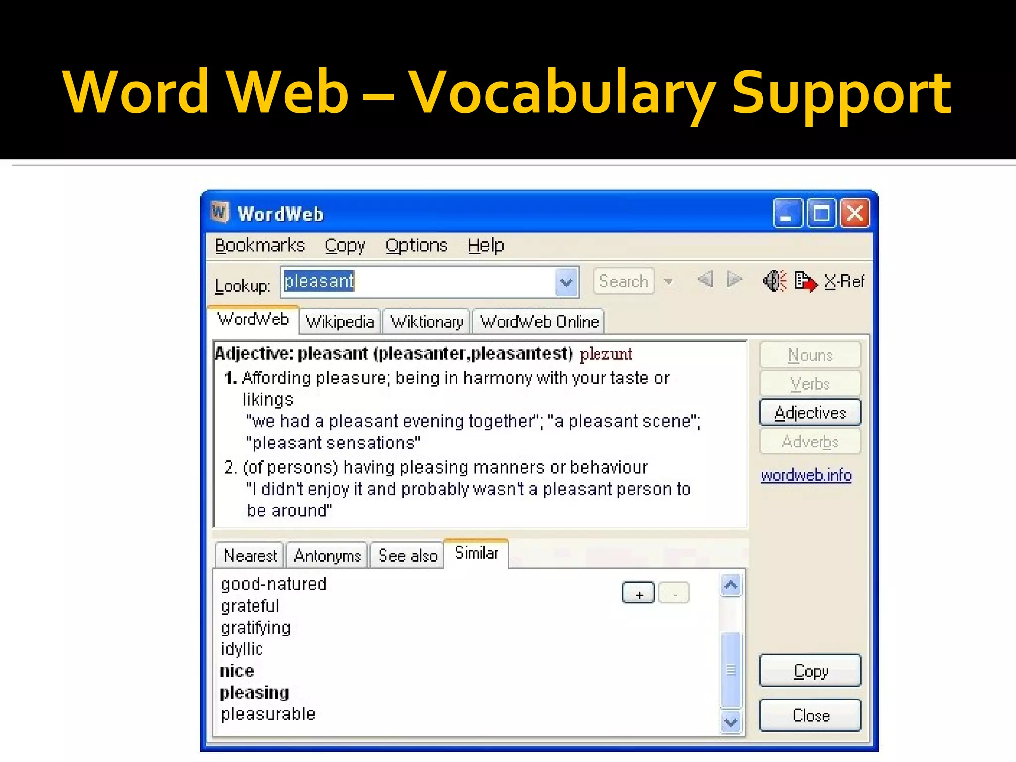 Word Web – Vocabulary Support 