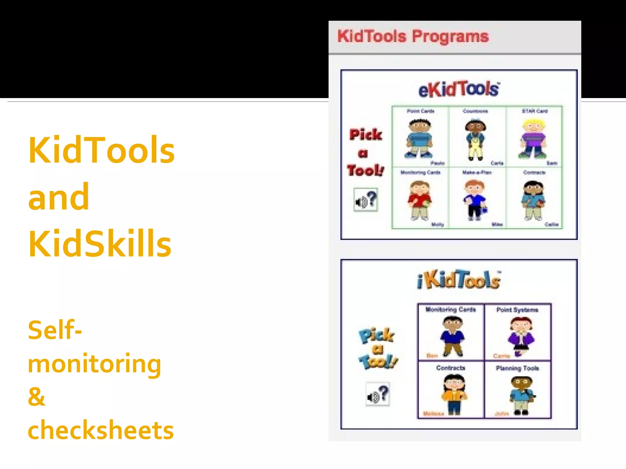 KidTools and KidSkills Self- monitoring & checksheets 