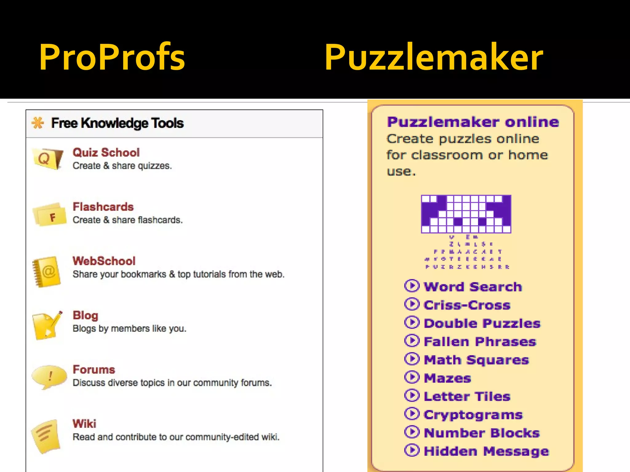 ProProfs  Puzzlemaker 