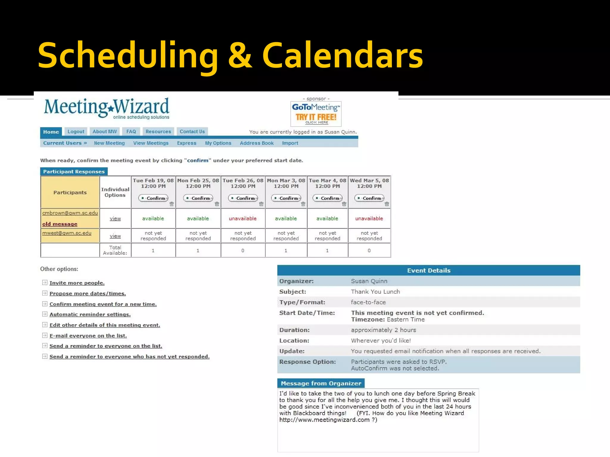 Scheduling & Calendars 