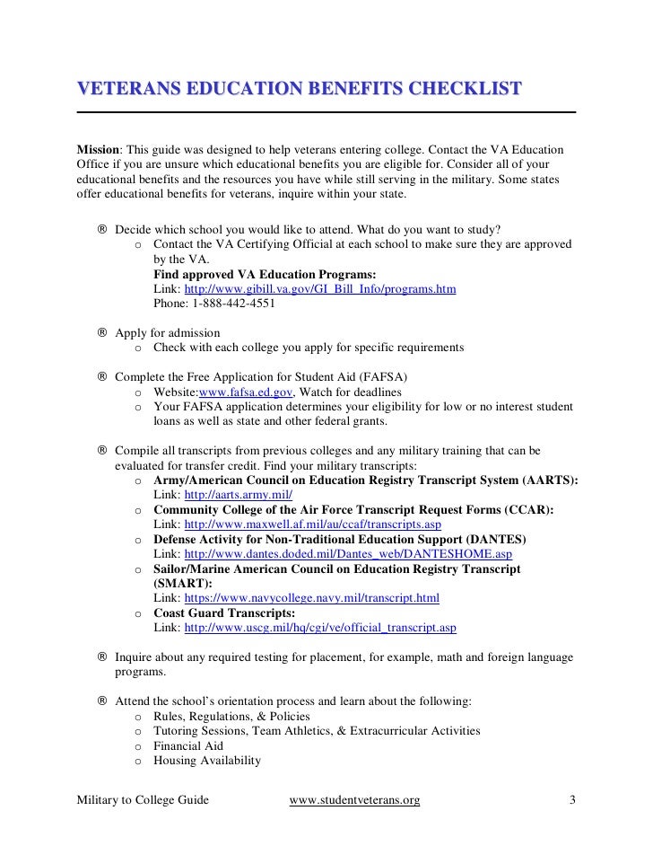 from combat to college checklist va form 22 8691