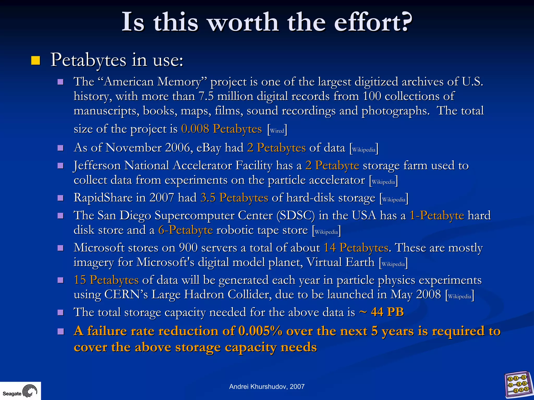 Future Information Growth And Storage Device Reliability 2007