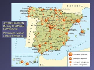 JERARQUIZACIÓN DE LAS CIUDADES ESPAÑOLAS: Por tamaño, función y área de influencia 