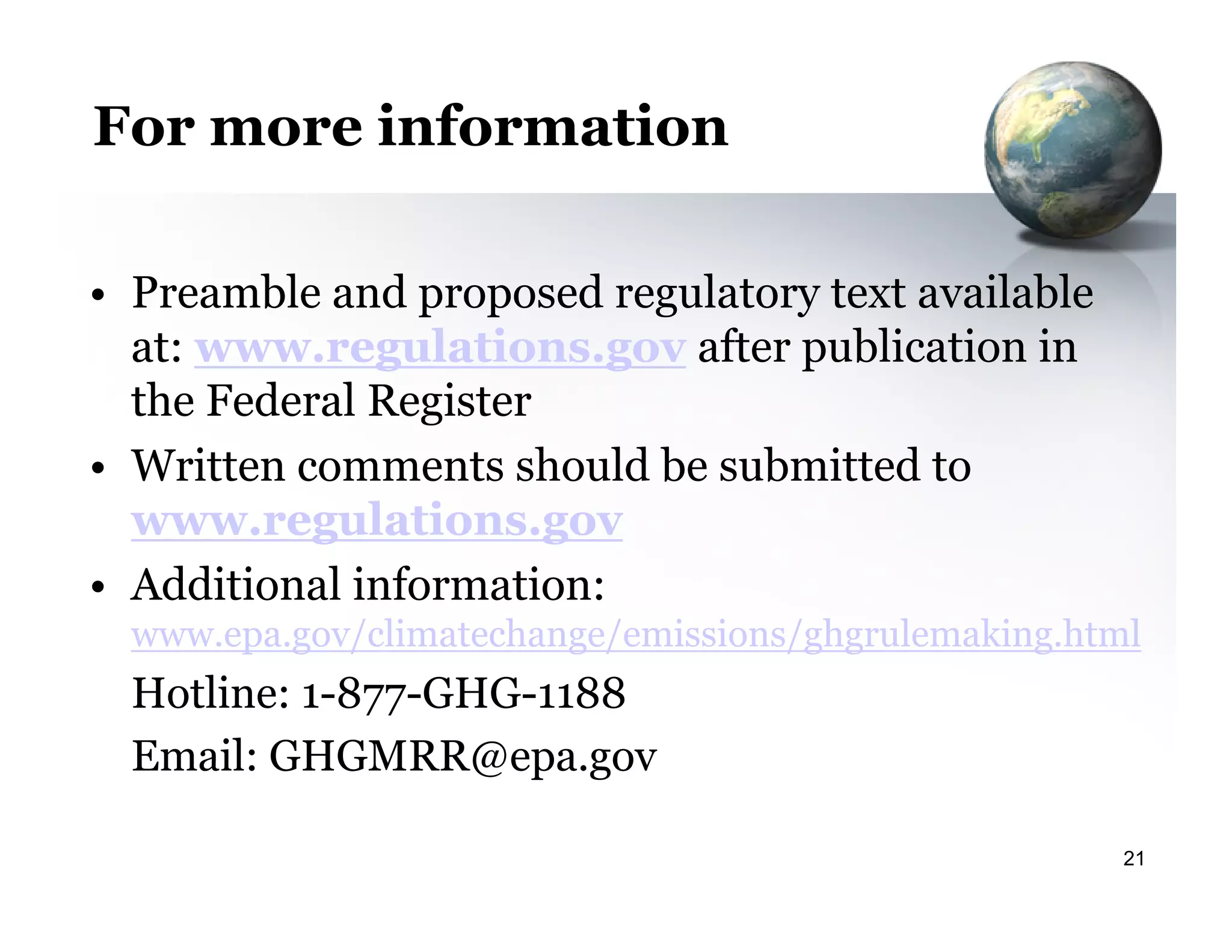 GHG Mandatory Reporting Rule Overview