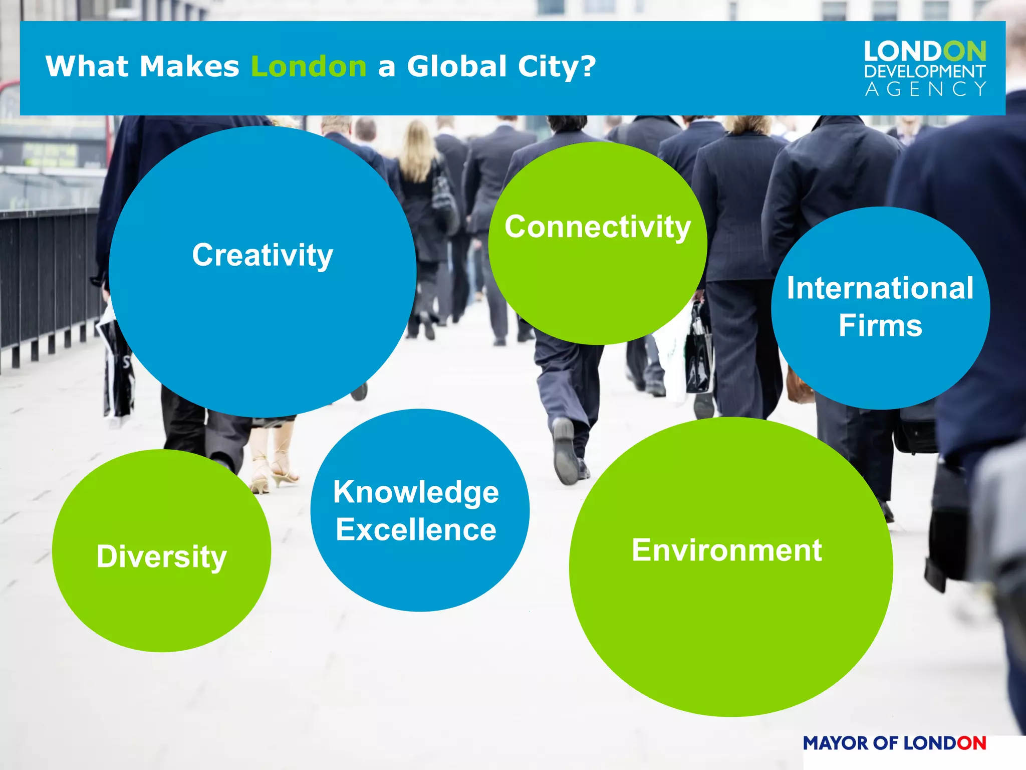 5
Creativity
Diversity
Knowledge
Excellence
Environment
Connectivity
International
Firms
What Makes London a Global City?
 