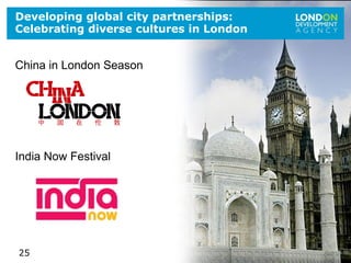 2525
Developing global city partnerships:
Celebrating diverse cultures in London
China in London Season
India Now Festival
 