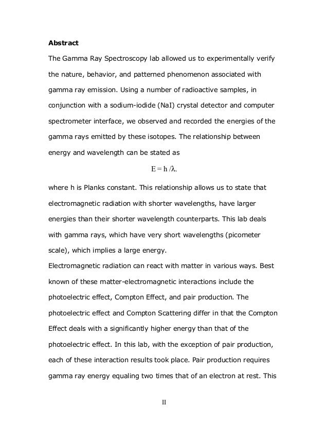 Gamma Ray Spectroscopy Report