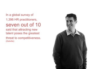 Monday, June 8, 2009 In a global survey of 1,396 HR practitioners,   seven out of 10   said that attracting new talent poses the greatest threat to competitiveness.   (Deloitte) 