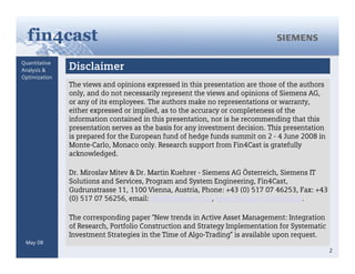 Generating Alpha Based On Forecasts Integrated Active Asset Management Mitev Kuehrer