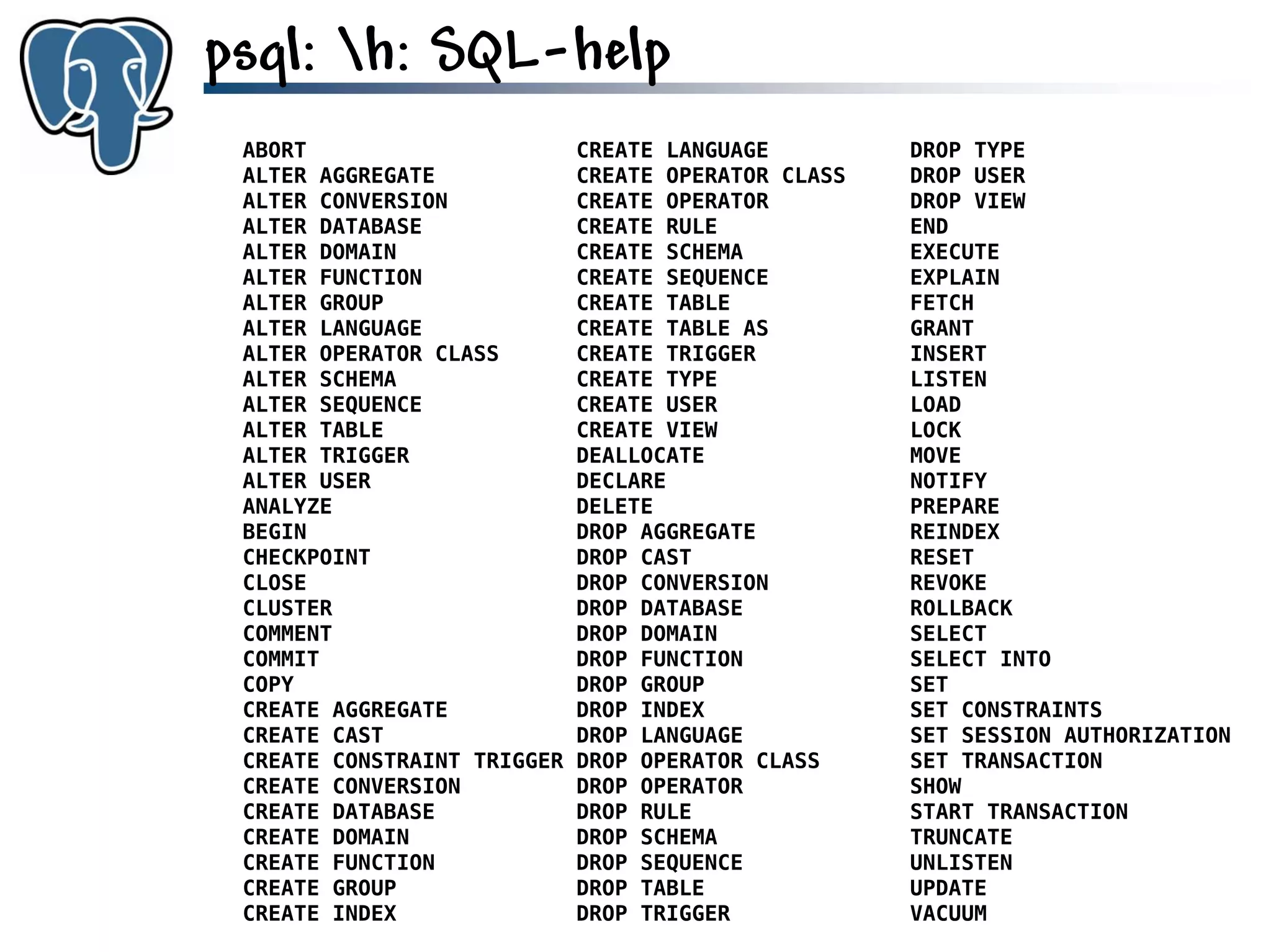 Get to know PostgreSQL!