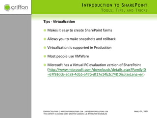 Griffon Solutions   Introduction To Share Point   Tools, Tips, And Tricks