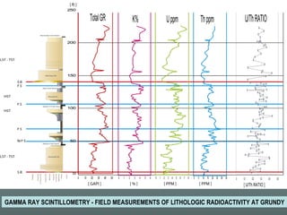 GAMMA RAY SCINTILLOMETRY - FIELD MEASUREMENTS OF LITHOLOGIC RADIOACTIVITY AT GRUNDY 