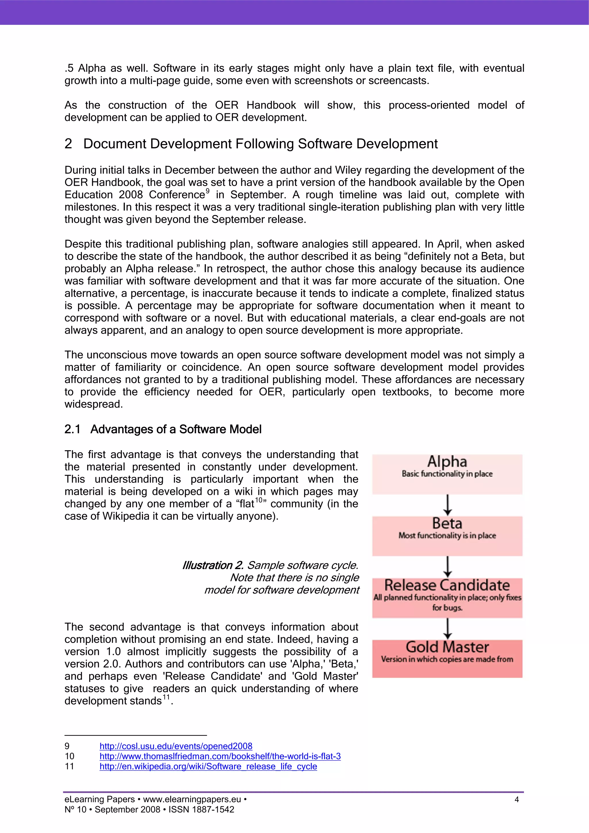 Applying Software Development Paradigms to Open Educational Resources