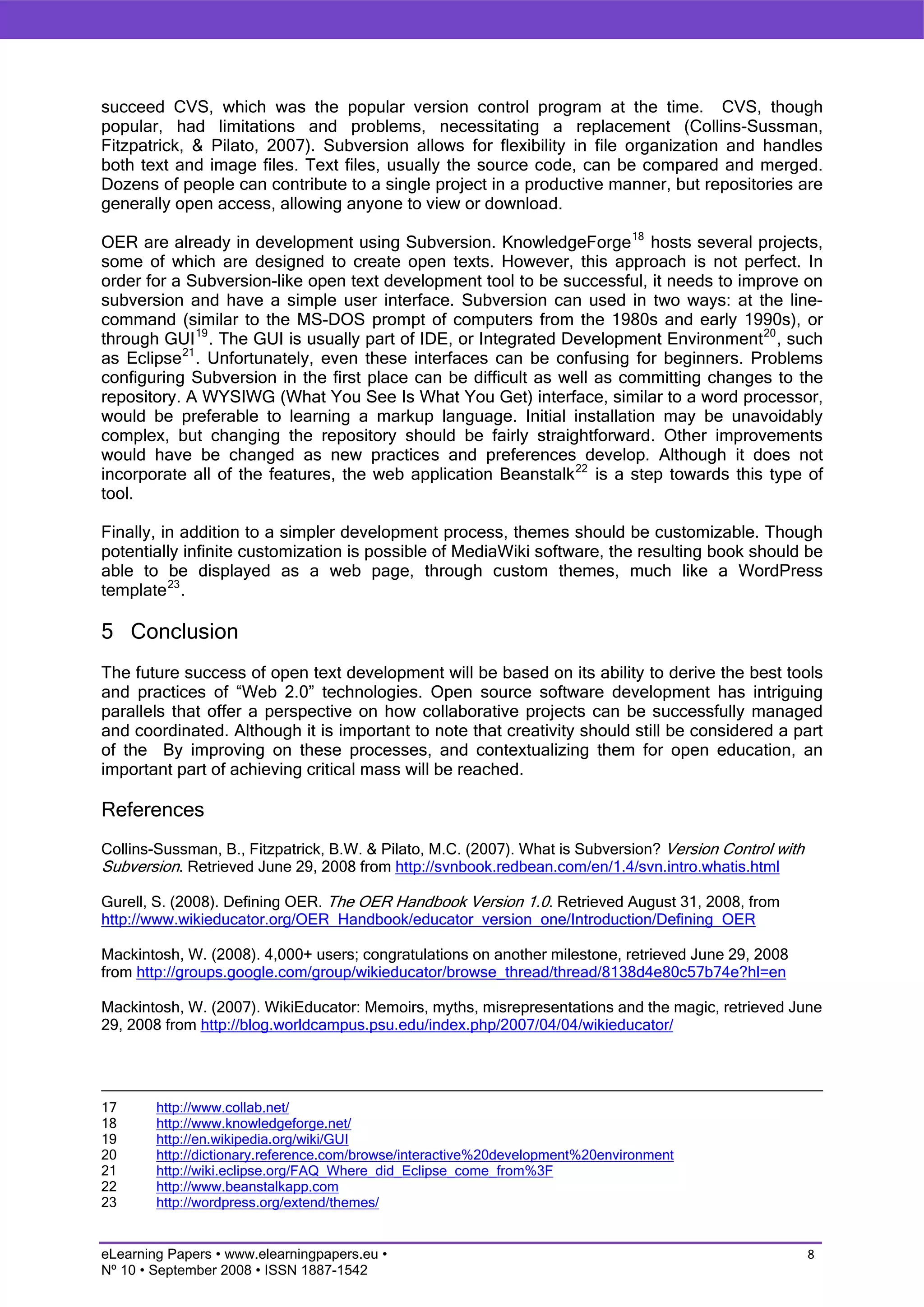 Applying Software Development Paradigms to Open Educational Resources