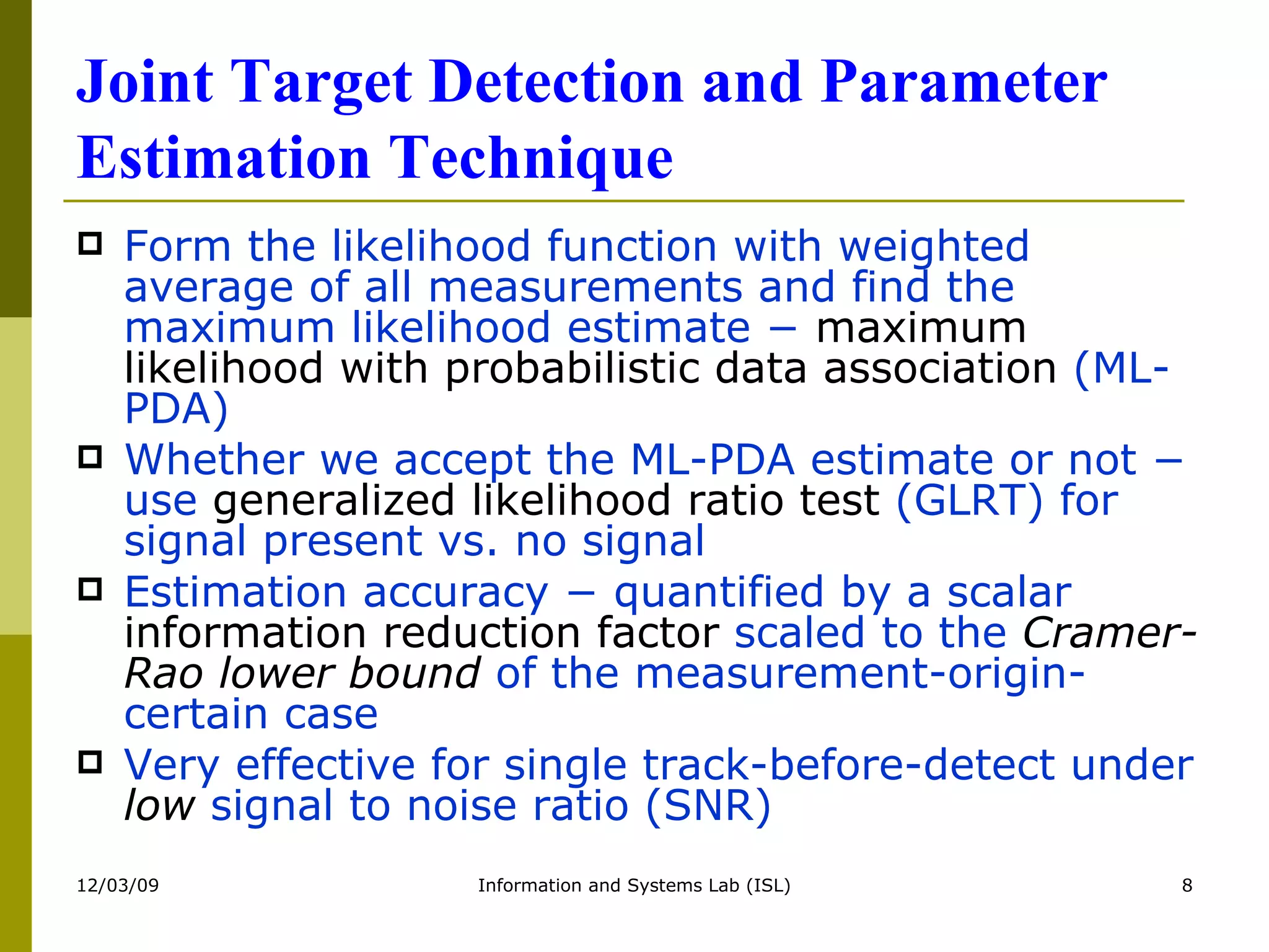 Intro to Multitarget Tracking for CURVE | PPT