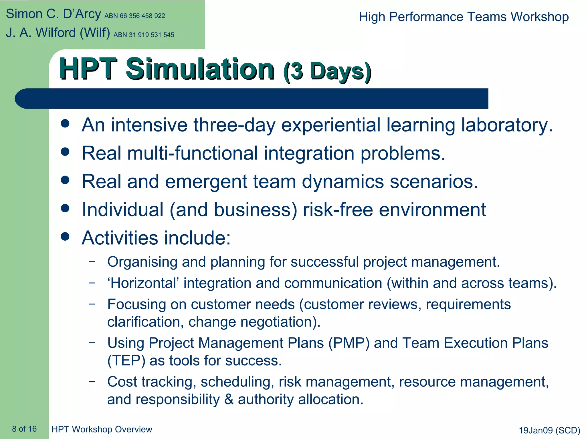High Performance Teams Workshop Overview | PPT