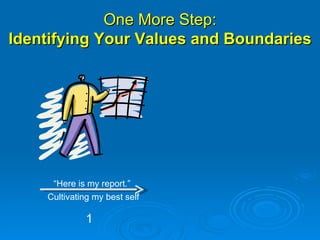 One More Step: Identifying Your Values and Boundaries Cultivating my best self “ Here is my report.” 1 