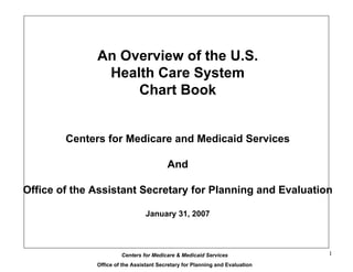 An Overview of the U.S.
               Health Care System
                   Chart Book


        Centers for Medicare and Medicaid Services

                                         And

Office of the Assistant Secretary for Planning and Evaluation

                                 January 31, 2007



                                                                              1
                       Centers for Medicare & Medicaid Services
              Office of the Assistant Secretary for Planning and Evaluation
 
