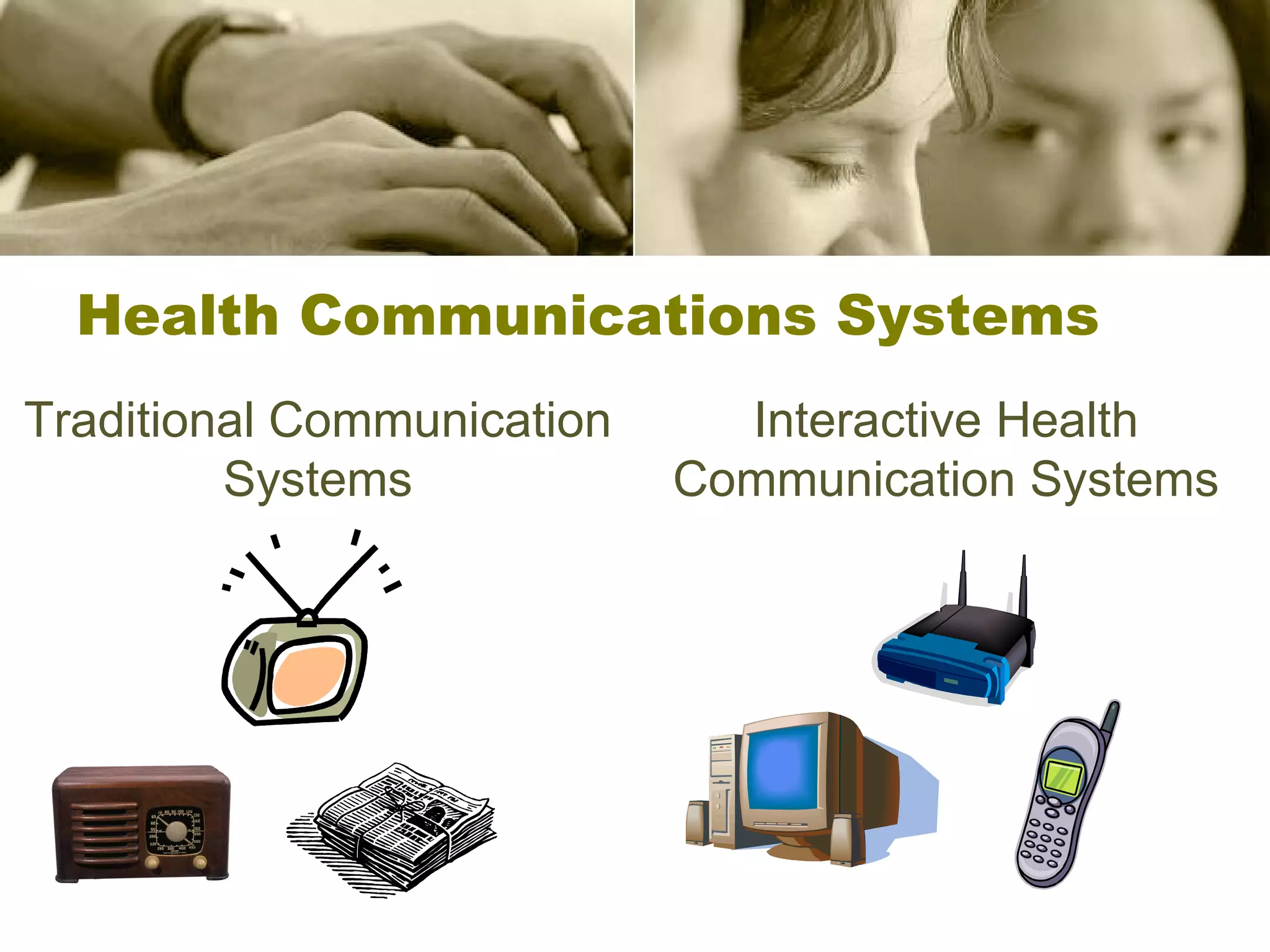 Health Communications Systems Traditional Communication Systems Interactive Health Communication Systems 
